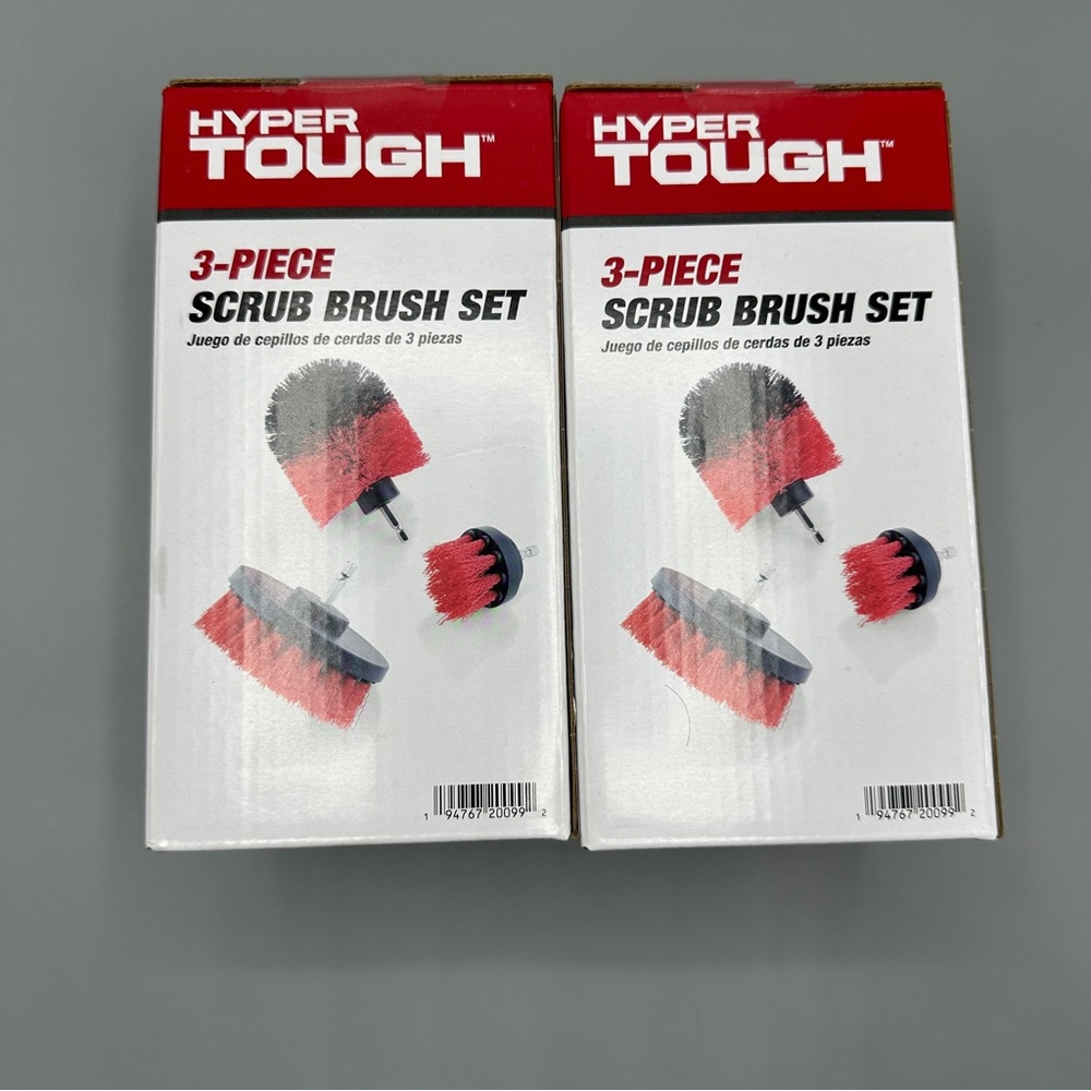 Hyper Tough Nylon Scrub Brush Cleaning Attachments for Power Drill Bit Sets (2)